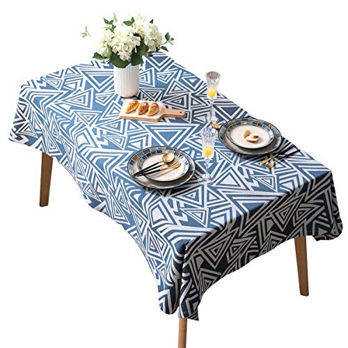 Milaran Tablecloth Cotton Polyester Blended Triangle Pattern Jacquard Design, Rectangle/Oblong Table Cover For Kitchen Dinning Tabletop Buffet Decoration(55 X 86 Inch, Navy Blue)… #TOP1