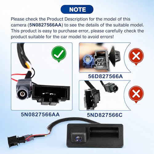Image of No. 5N0827566AA Rear View Backup Reverse Parking Camera /Rear View Camera | Compatible with Audi Fits For A4 A5 A6 A7 Q3 Q5 RS5 RS7 S4 S5 S6 S7 Q5 SQ5 2008-2018 Tailgate Release Switch with Camera Case