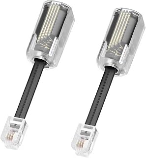 Confezione da 2 Districatori per Cavi Telefonici, Cavo Anti-Groviglio RJ9 4P4C Trasparente Girevole a 360° per Telefono Fisso, Nero, 70mm