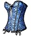 Imilan Women Emboridery Blue Corset Top Sexy Lingerie Sets((US 10-12) XL,Blue)
