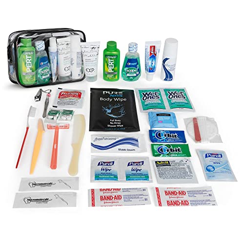 Asom Toiletry Travel Kit, Quality Hygiene Essentials Traveling Toiletries Prefilled Accessories Convenience Set, Tsa Approved Women Carry On Size Clear Toiletry Bag Accessory Kits. #TOP1