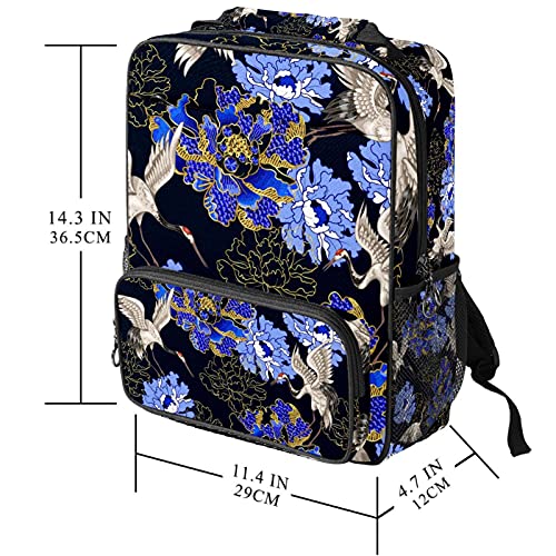 Sac à dos ordinateur portable avec grue et chrysanthème imprimé pour le travail - 5