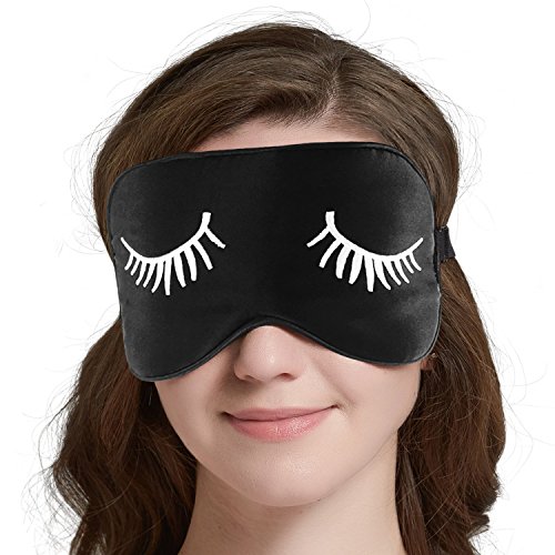 Yeuss Mask with Eyelashes,Extra Large 100% Light Block Natural Silk Sleeping Mask,Lightweight