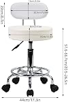 KKTONER PU Tabouret en cuir Rolling Mid-Back avec repose-pieds Hauteur Ajustable Ordinateur de bureau Accueil Rédaction Chaise de travail pivotante avec roues (Blanc)