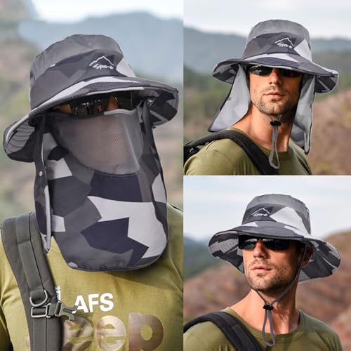 Image of Sun Hats for Men Women Fishing Hat UPF 50+ Breathable Wide Brim Summer UV Protection Hat
