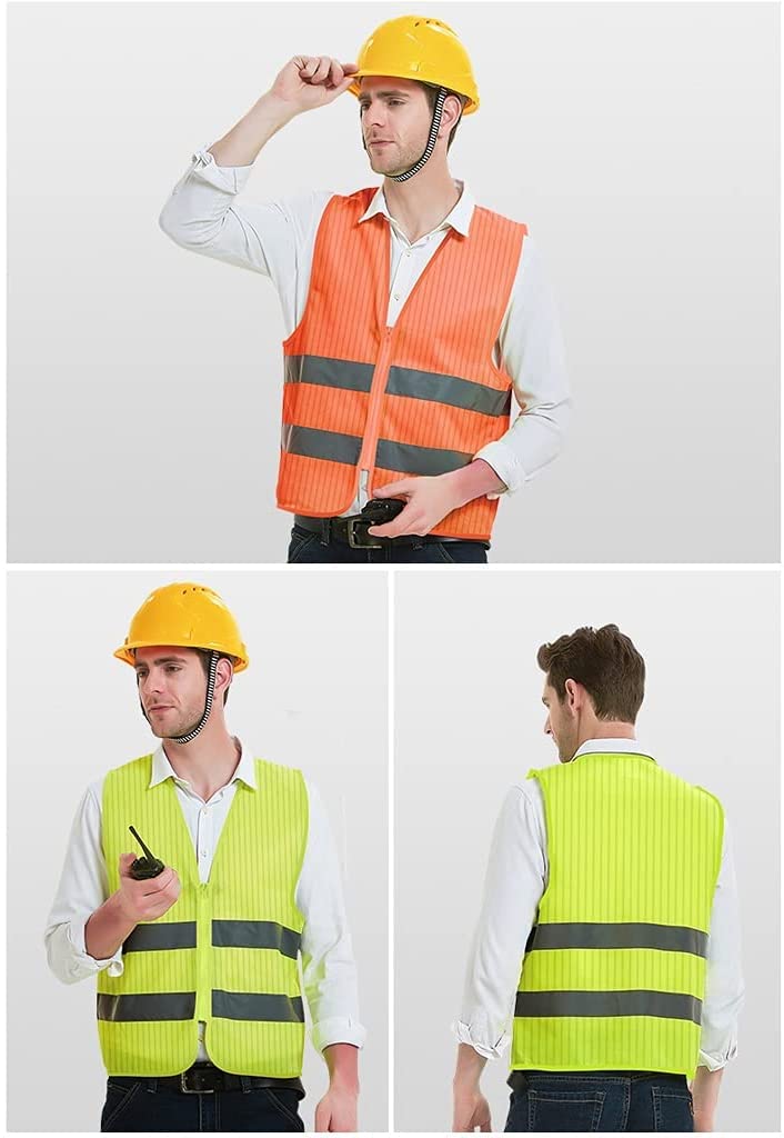 Chaleco de Seguridad de Alta Visibilidad para Hombres y Mujeres Chaleco Reflectante de construcción de tráfico de Patrulla Nocturna con Cremallera