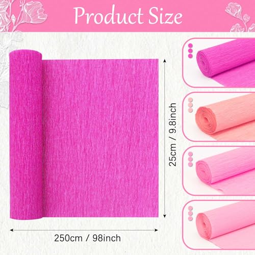 Ranslen 8 Rolos de Serpentinas de Papel Crepom 25x250 Cm 4 Cores Rolo de Papel Crepom Serpentina Dec