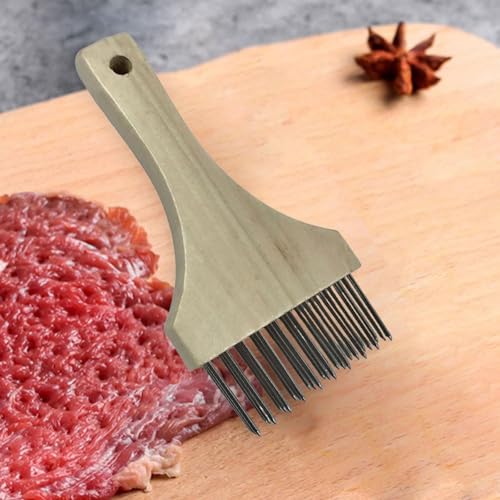 Ablandador de carne portátil para barbacoas caseras con mango de madera cómodo 5