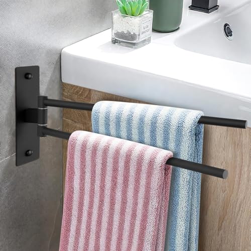 Porta Asciugamani Bagno Adesivo Girevole a 180°, Portasciugamani da Parete in Acciaio Inox 304 Porta Asciugamani, Senza Foratura, Porta Asciugamani Adesivo