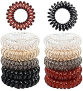12 Pcs Spiral Hair Ties Solid Color Plastic Hair Bobbles No Damage Phone Cord Hair Ties Spiral Po...
