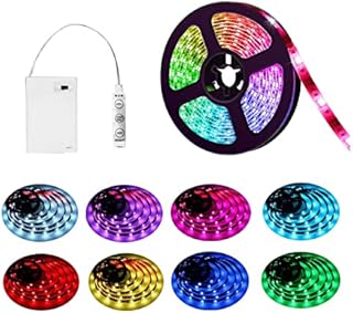 Foeska Led Strip Lights Battery Operated, Battery Operated & 3-Key Controller with no Remote led Lights Waterproof Multi Color Changing Lights for Home Kitchen Cabinet and Any DIY-2M/6.56Ft