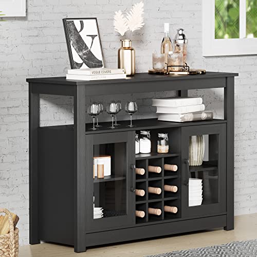 Cozy Castle Buffet Sideboard, Freestanding Buffet Storage Cabinet, Wine Liquor Bar Buffet Cabinet With Removable Wine Rack For Kitchen, Living Room, Dining Room, Black #TOP2