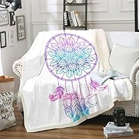Dreamcatcher Sherpa Coperta Boho Dream Catcher Coperta in pile lupo stile fauna selvatica coperta in peluche per letto, divano, luna calda e fuzzy coperta King 87 x 224 cm
