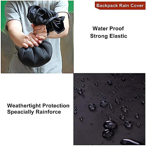 Image of Backpack Rain Cover Waterproof Coated Bag Protector with Adjustable Buckle and Storage Pouch, Elastic Dustproof Cover for Laptop, School, Trekking, Hiking and Travel Backpacks