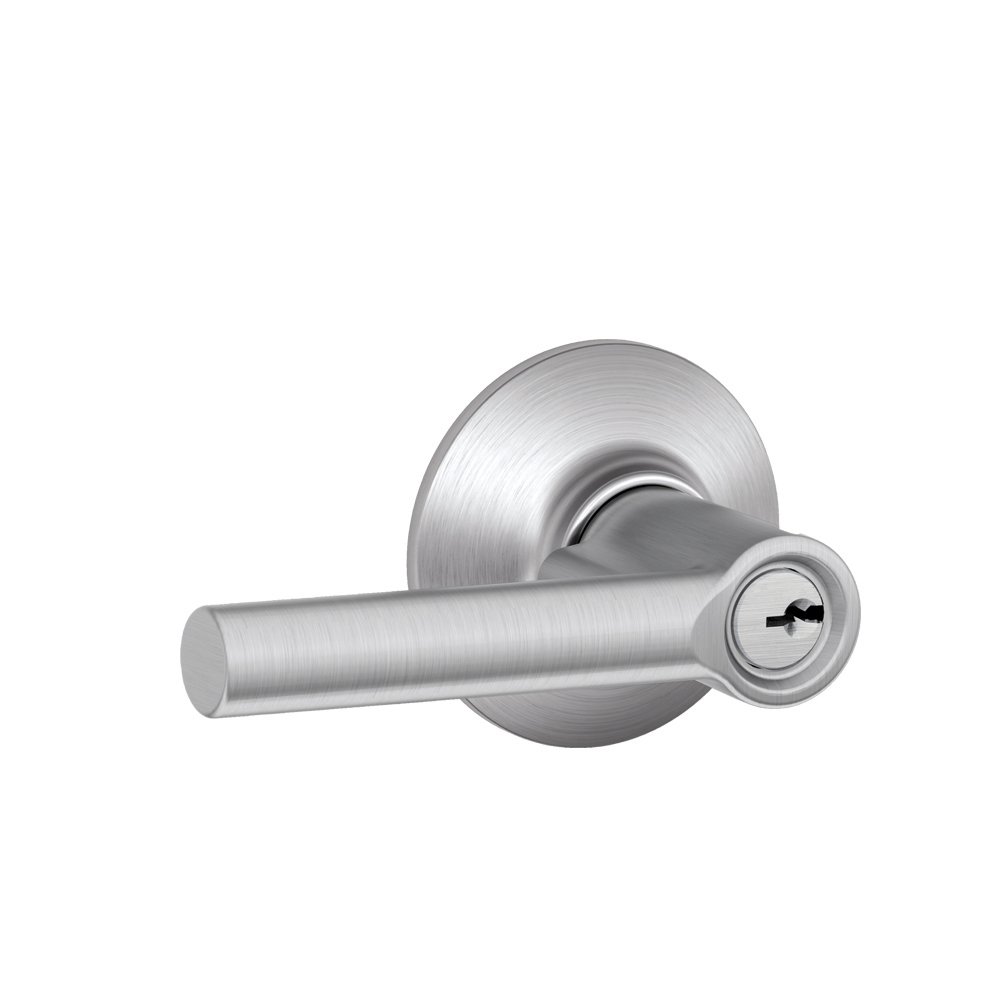SCHLAGE F51A BRW 626 Broadway Lever Keyed Entry Lock, Satin Chrome