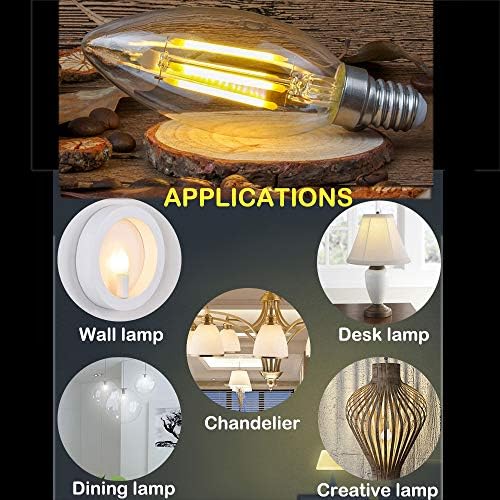 E14 Led Light Bulbs,Clear Candle,SES C35 Small Edison Screw Light Bulb, 4W 40W Equivalent,Warm White 2700K, Pack of 5