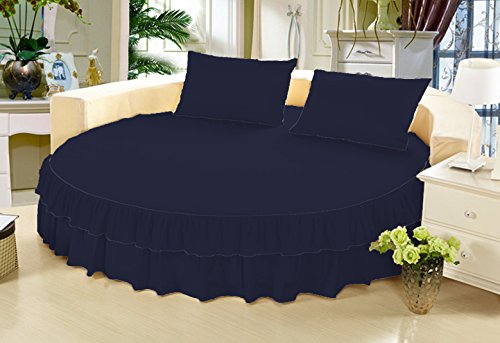 Falda de cama redonda de 233 cm en algodón egipcio de 600 hilos con caída de 15 pulgadas 2