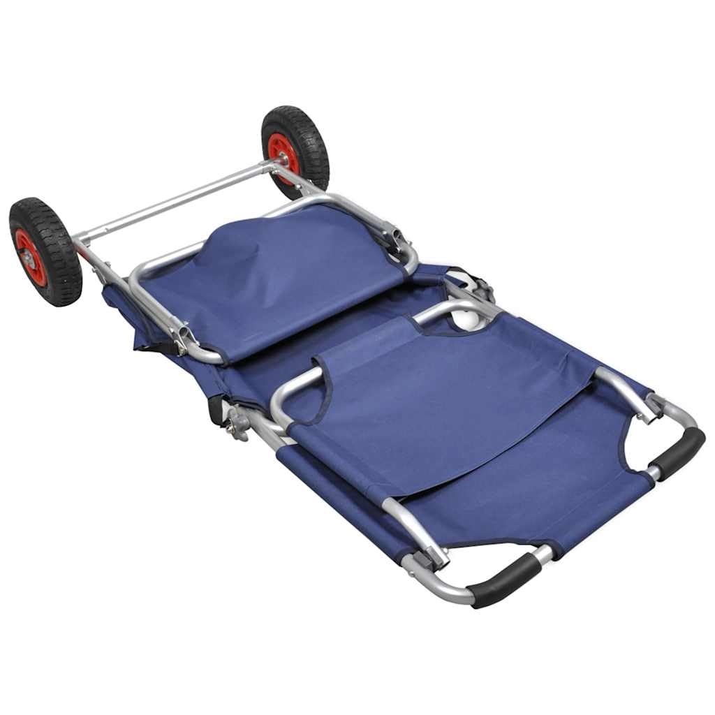 Wózek plażowy z kółkami, składany i przenośny, rura aluminiowa i tkanina Oxford, nośność 80 kg, z torbą do przechowywania, idealny jako wózek na kółkach na plażę, piknik