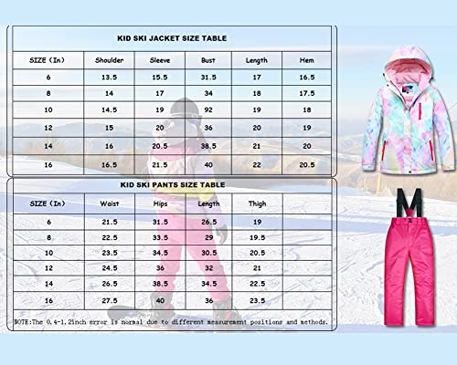 Searipe Kids Ski Jacket And Pant Set Girls Winter Warm Snowsuits Toddler Waterproof Outdoor Ski Suit(Fenbai+Pink-10) #TOP5