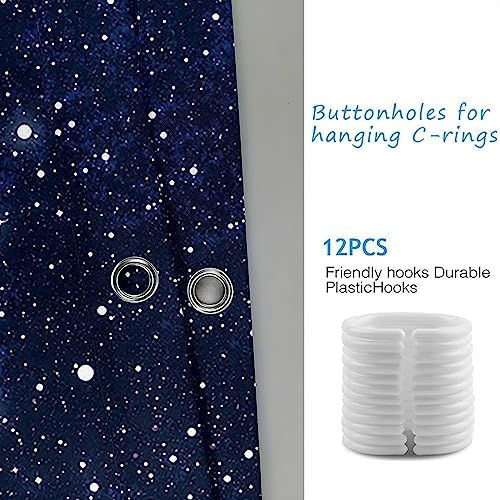 Rideau de douche polyester imperméable bleu marine grand format avec anneaux
