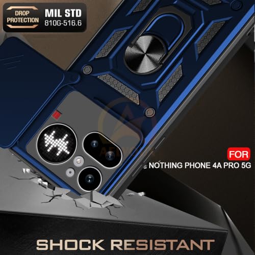 Image of Armor Bumper Back Cover Case for Nothing Phone 4A Pro 5G | Rotating Camera Cover, Ring Holder & Kickstand | Heavy Duty & 360 Degree Protection Nothing Phone 4A Pro 5G Back Cover (Blue)