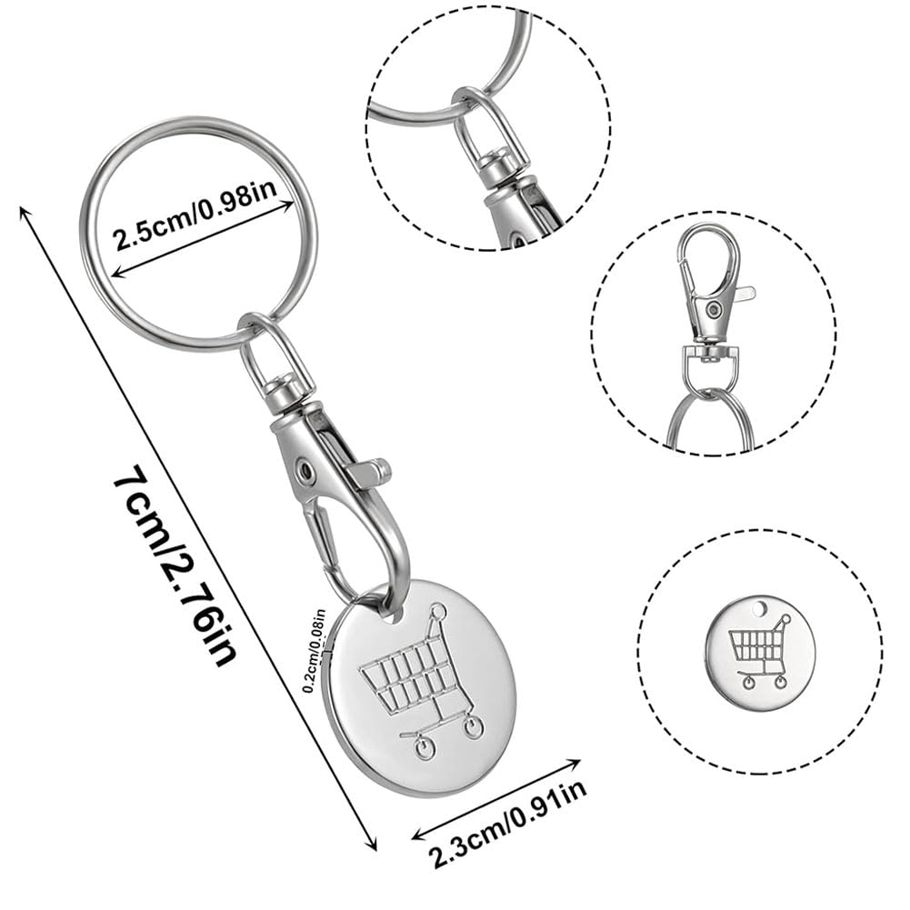 Jetons De Caddie Universels - 4 Pièces En Acier Inoxydable, 5,5 Cm, Pour Libérer Les Chariots Sans Pièce - 5