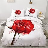 Facile da lavare Traspirante Rosa Elegante Fiore Viola Rosa Copripiumino 220x240 Cm + 2 Federe 65x65 Cm Completo Letto per 2 Persone Cotone Lino Lavato (Rosa 02,Singolo(150x200cm))