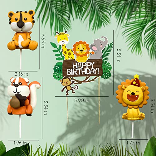 13 Stuks Jungle Dieren Cake, Safari Dieren Cake Decoratie, Taartdecoraties dierentuin, Jungle Party DierTaart Decoratie… - Image 3