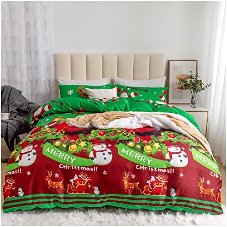 AAHO IT'S ALL ABOUT HOME Christmas Duvet Cover Set, Father Christmas, Royal Santa Claus, Merry Santa, Xmas Quilt Bedding Set, Comforter Encasement, Matching Pillowcases (Single, Father Xmas)