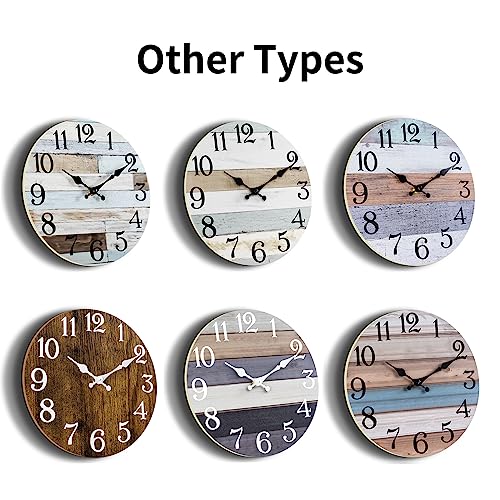 Image of KECYET 12 Inch Wall Clock Silent Non-Ticking Wall Clocks Battery Operated - Country Rustic Clock Decorative for Kitchen,Bathroom,Bedroom,Office,Living Room