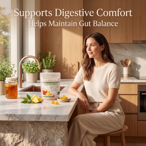 MATOP Kombucha Probiotic Gummies for Women – 6 in 1 Prebiotic Postbiotic Vitamin C & Slippery Elm for Bloating, Gut Health & Digestive, Vegan Sugar-Free, 60 Gummies (30 Servings) — view 5