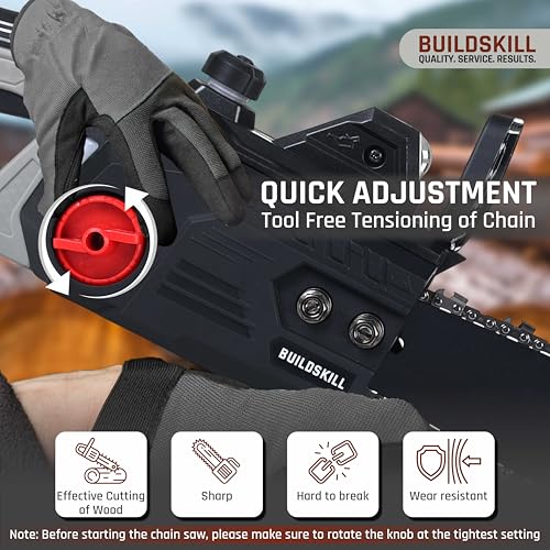Image of BUILDSKILL Electric Chain Saw - 1800W Copper Motor | 16 inch Guide Bar | 4150 RPM No Load Speed |Quick Adjustment | High Strength Electric Saw for Wood Cutting