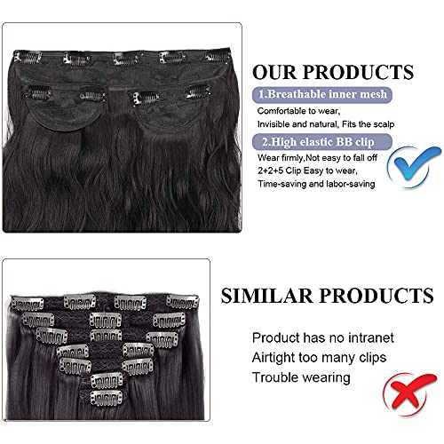Dee Thens Long Wavy Hair Extensions Clip in Hairpiece for Women 3pcs Synthetic Full Head Invisible Wavy Clip Extensions 260g(Ash Blonde mixed Bleach Blonde). - Thumbnail 4