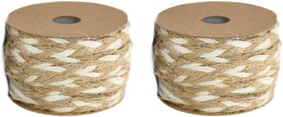 2 Rolls Double Color Hemp Twine for Handmade DIY Decoration | Safe Strong Hemp Cord, Women Crafting Use, Gift Wrapping and Box Packaging String