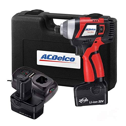 ACDelco ARI20155 A20 Series 20V Cordless Li-ion 1/4â€ 148 ft-lbs. Heavy Duty Brushless Impact Driver Tool Kit with 2 Batteries and Carrying Case, Red