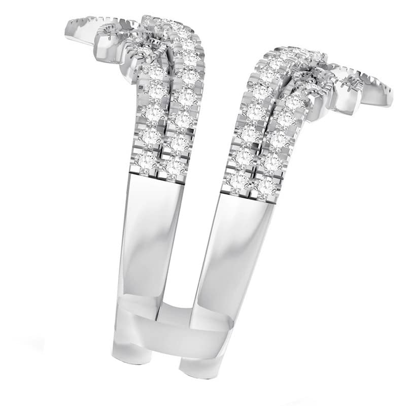 1.89 Ct Round Cut Moissanite 14K White Gold Over Milgrain Enhancer Double Guard Ring For Women's3