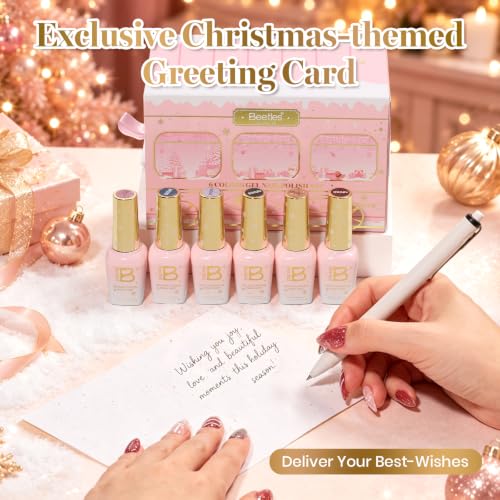 Image of Beetles Christmas Gel Nail Polish Set, 6 Colors Glitter Red Green Gold