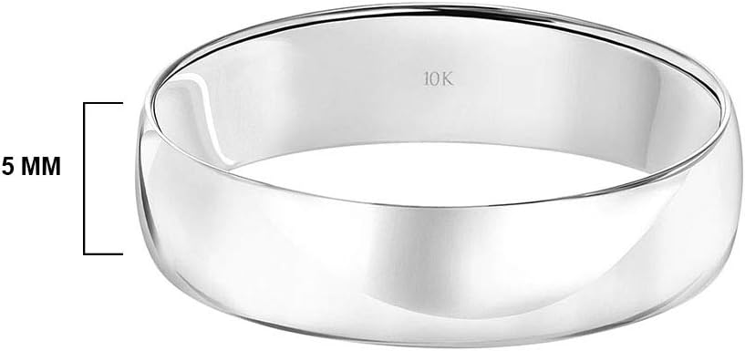 Men’s or Women's 10K or 14K Yellow or White Gold 5MM Classic Plain Simple Wedding Band by Brilliant Expressions