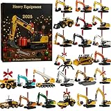Cuenta regresiva colgante de equipo pesado de 24 días - Calendario de Navidad 2026 para niño - Adolescentes Hombres Mujer - Niñas Amigos Chicos Familia Hombre - Hija Retroexcavadora Grader