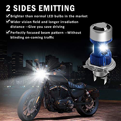 Dzg H4 Motorcycle Led Headlight Bulb 9003 Hb2 Hs1 P43T 6500K High Low Beam Light Conversion Kit 2 Yr Warranty, 1 Pack #TOP1
