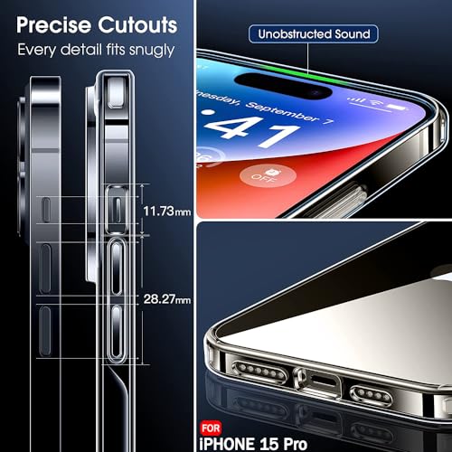 TheGiftKart Ultra-Hybrid Crystal Clear Back Case Cover for iPhone 15 Pro | Shockproof Design | Camera Protection Bump | Hard Clear Back | Bumper Case Cover for iPhone 15 Pro (PC & TPU, Transparent) 8 51RGg16JtmL