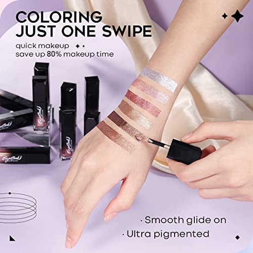 Eyeseek Liquid Eyeshadow Metallic Eye Makeup, Brilliant Cream Gel Shimmer Shadow Brightener - Rose Gold #TOP5