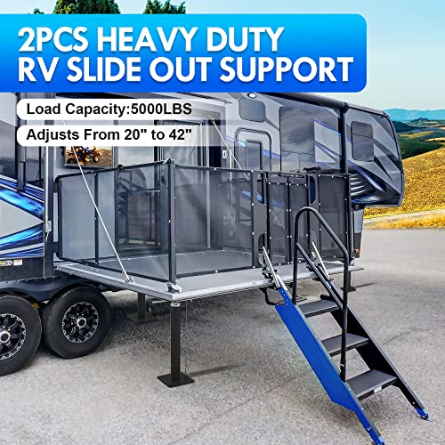 Image of RV Slide Out Support Jacks - Prevent Sagging & Add Stability for Slide-Outs, Adjustable 19-42 in, 5000 lbs Each, Set of 2