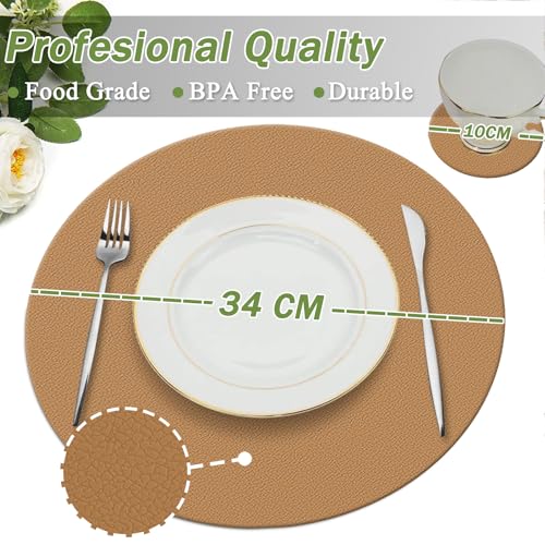 KERYCHIN Round Silicone Place Mats and Coasters Set, Heat-Resistant 450 °F, Non-Slip and Waterproof, Easy to Clean - Image 2