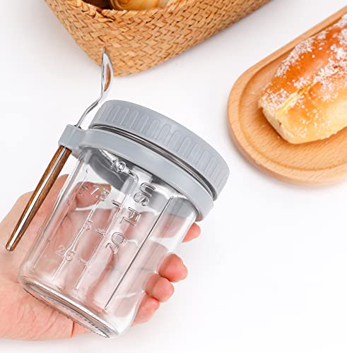 Xigugo Overnight Oats Container With Lid And Spoon, Overnight Oats Jars, 16 Oz Cereal, Milk, Vegetable And Fruit Salad Storage Container With Measurement Marks(White And Grey) #TOP6