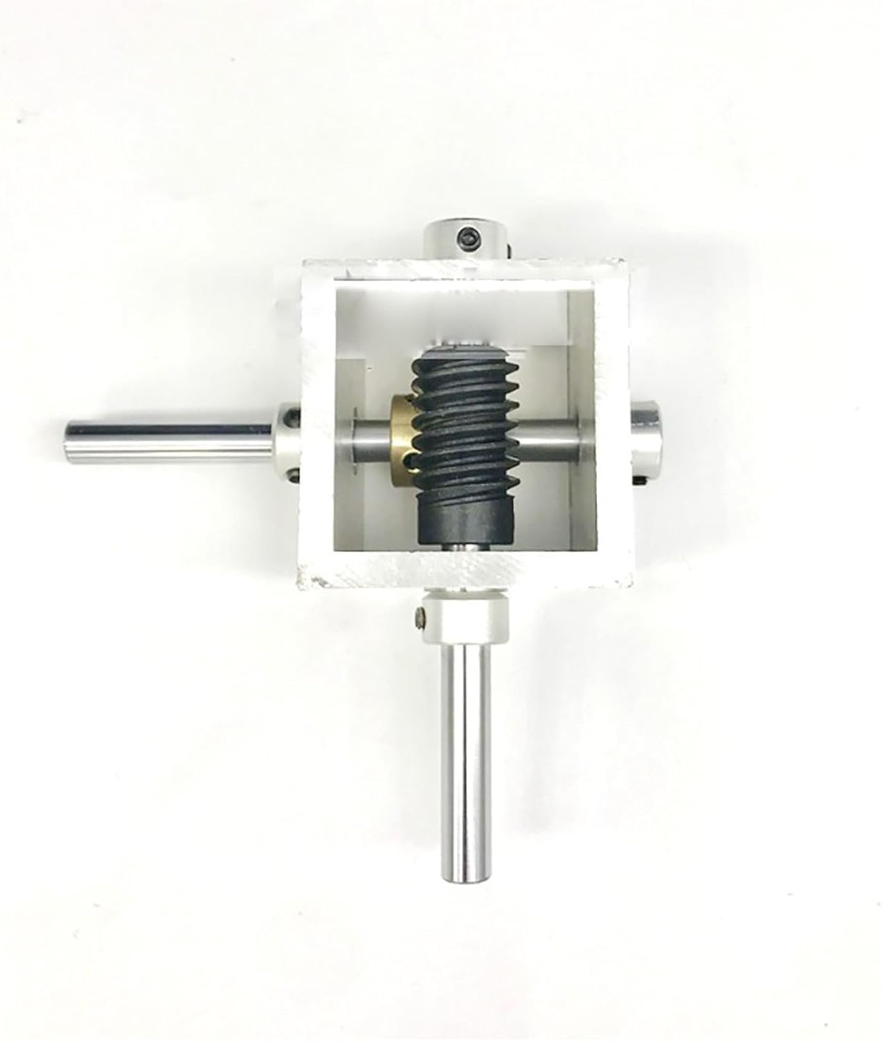 miter transmission 1pcs 90 Degree Worm Gear Reduction Gearbox 1:10 1:20 Right Angle Corner Device 6mm 8mm Shaft 20T Gear Steer Aluminum Alloy Frame pinion mechanical (Color : 1 Ratio 20, Size