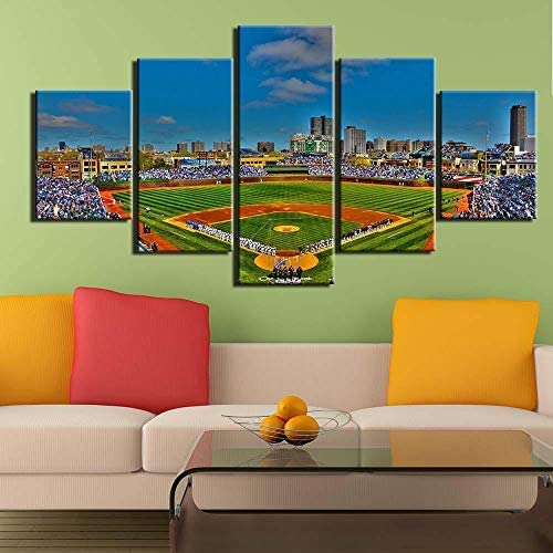 Tableau terrain de football en toile 5 pièces avec cadre déco salon modern artwork