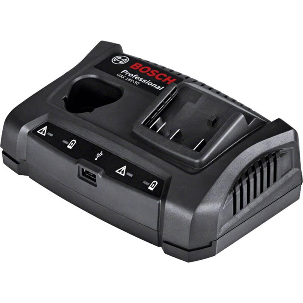 Bosch Professional GAX 18V-30 Cargador doble para batería de litio, puerto USB, 10,8 V-12 V-14,4 V-18 V