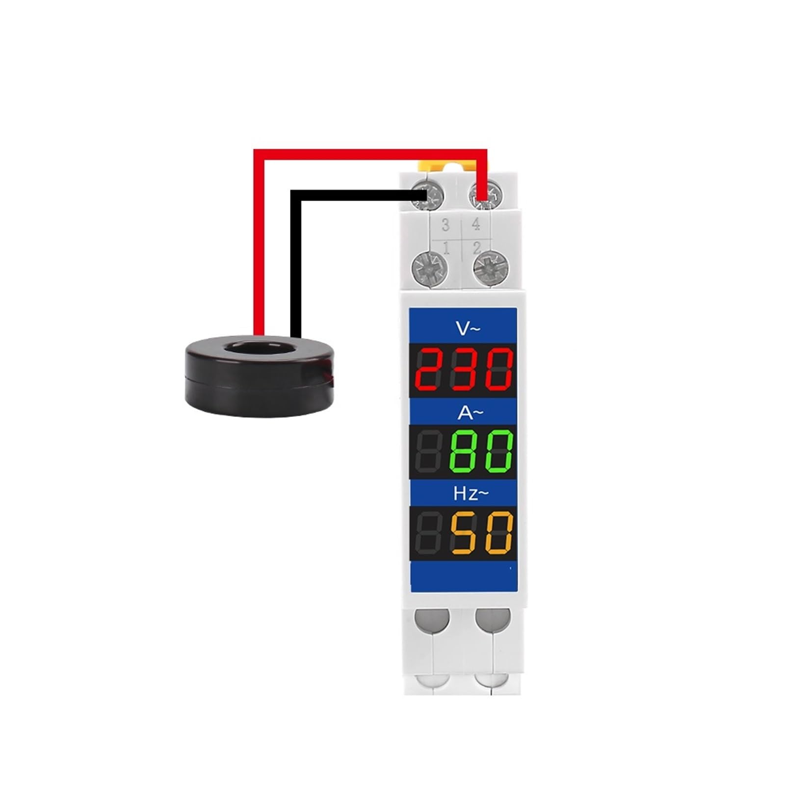 Medidor de corriente de voltaje de 18mm, carril Din, HZ, CA 80-500V, 220V, 380V, 100A, voltímetro Modular, amperímetro, indicador LED, probador de voltios Digital, 1 Uds.(VAHz)