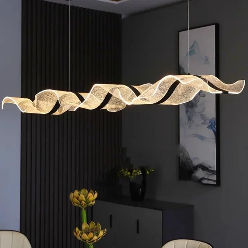 Lustre de plafond design moderne à suspension LED noir 120cm éclairage haut de gamme blanc froid